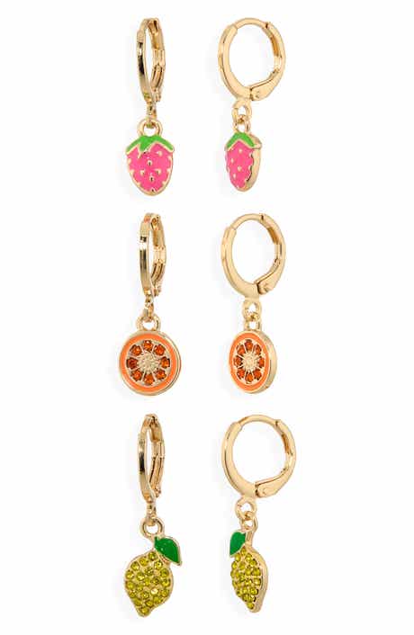 Leith 3-Pack Assorted Fruit Drop Huggie Hoop Earrings