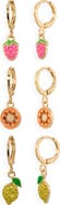 Leith 3-Pack Assorted Fruit Drop Huggie Hoop Earrings