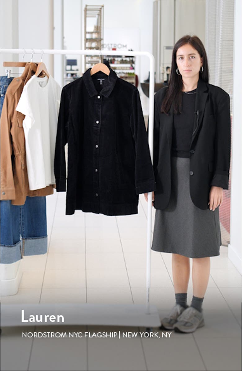 Classic Collar Long Stretch Corduroy Jacket, sales video thumbnail