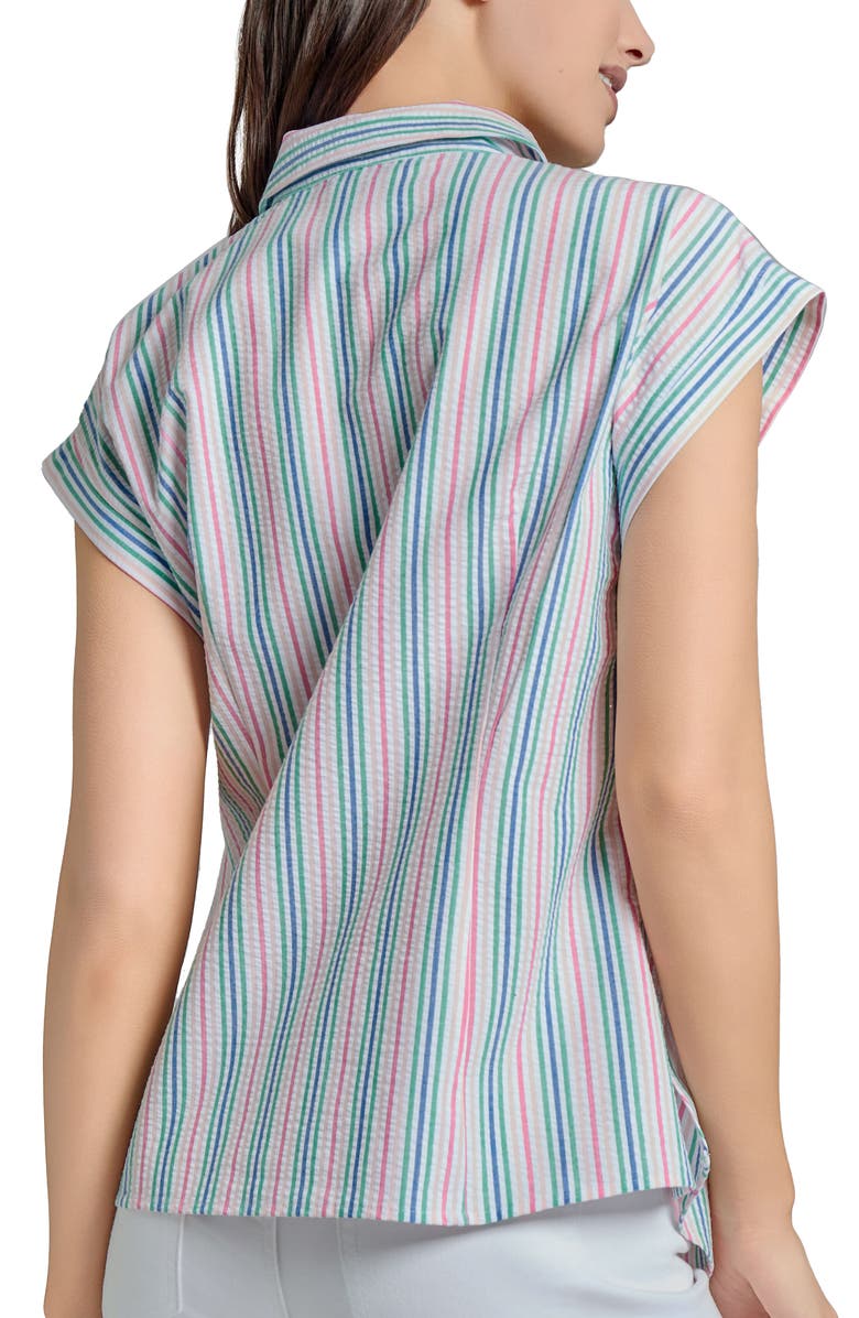 Jones New York Stripe Seersucker Faux Wrap Top, Alternate, color, 