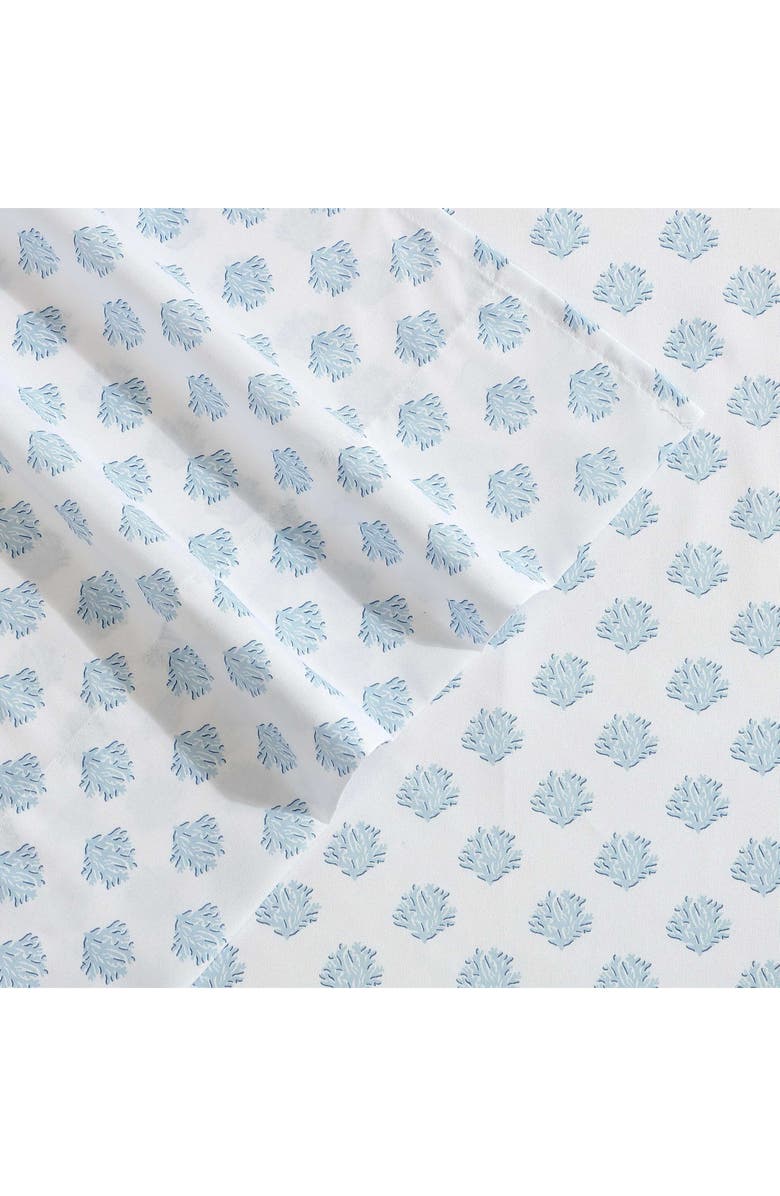 Nautica Coastal Coral Print Microfiber Sheet Set, Alternate, color, Lt-Pastel Blue