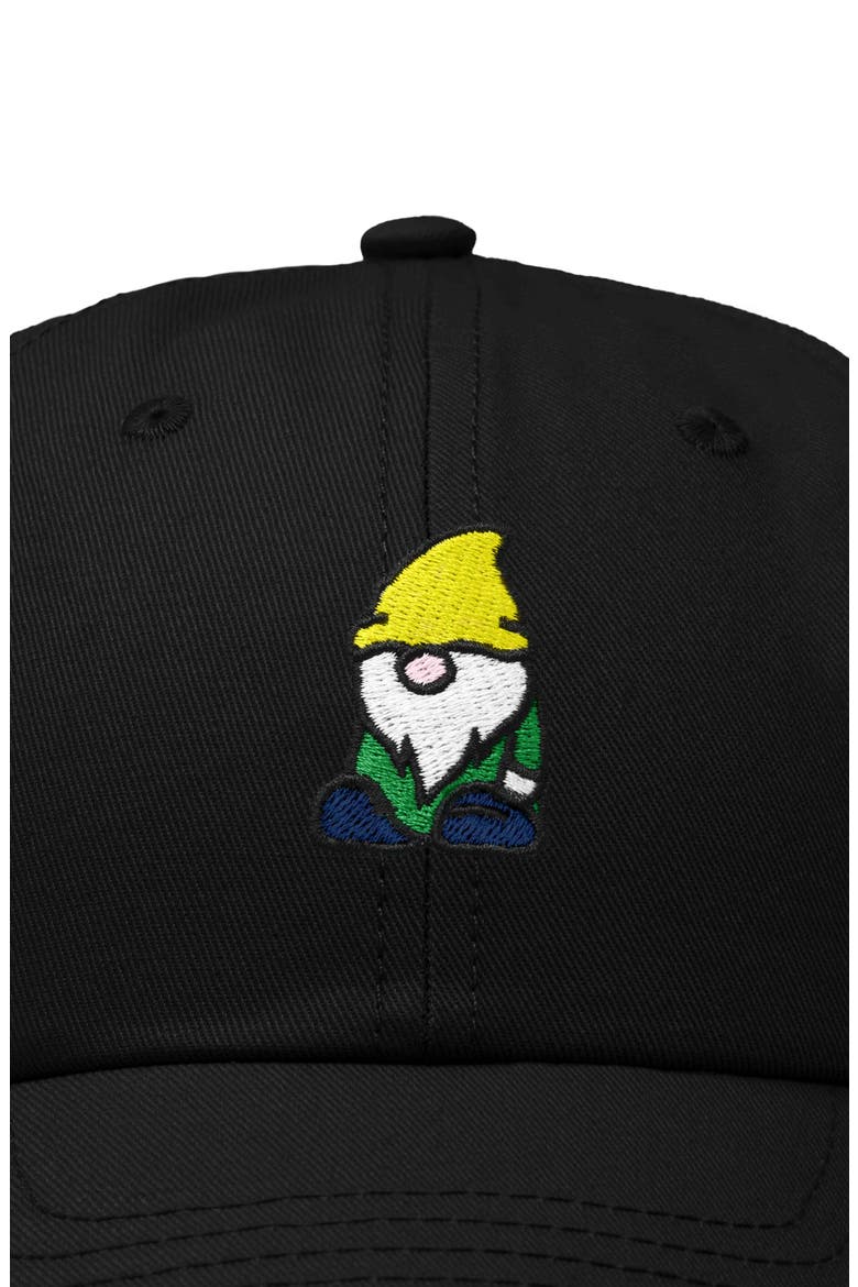 Gnome Embroidered Dad Hat, Alternate, color, Black