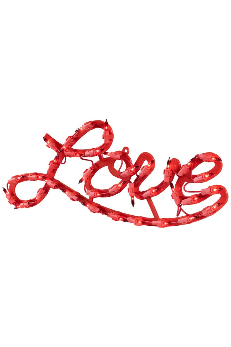 17" Red Lighted Love Valentine's Day Window Silhouette, Alternate, color, Red
