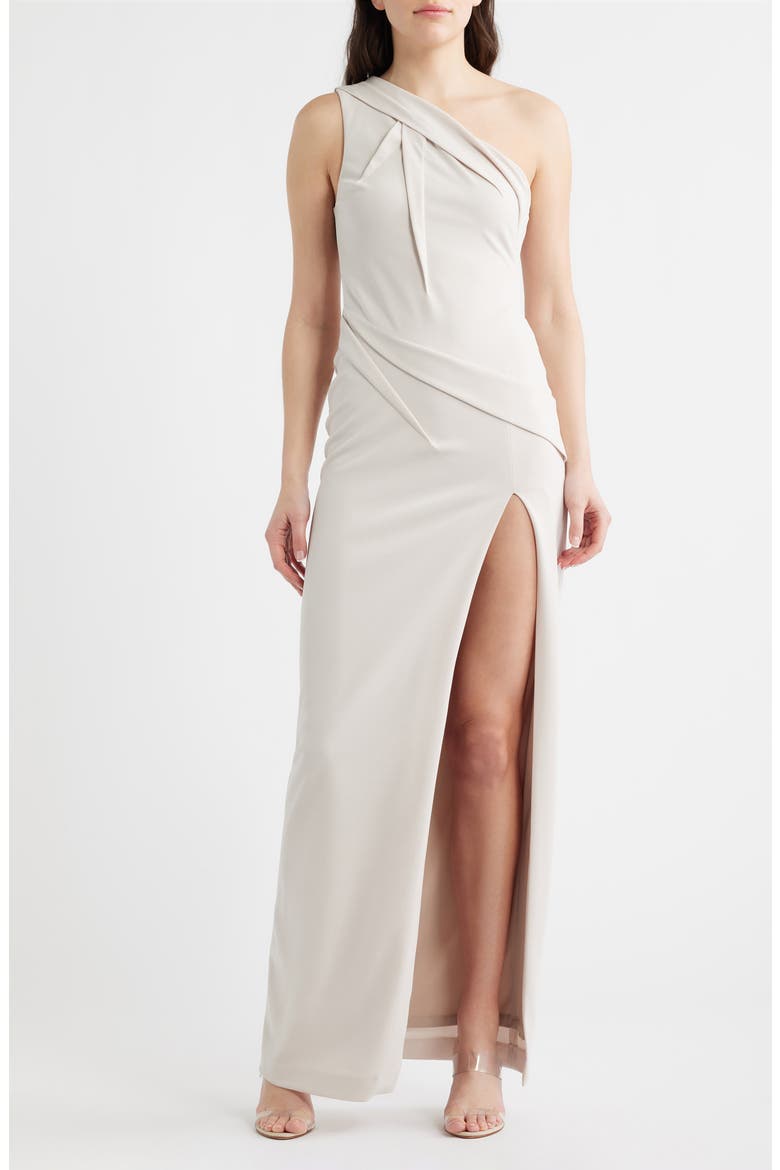 Arliss One-Shoulder Column Gown, Main, color, PALE OYSTER