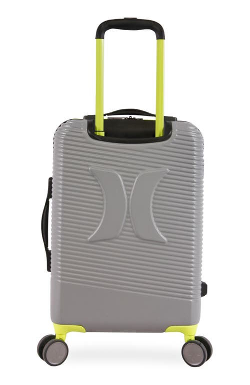 Hurley Torx 21-inch Spinner Suitcase In Light Grey/neon