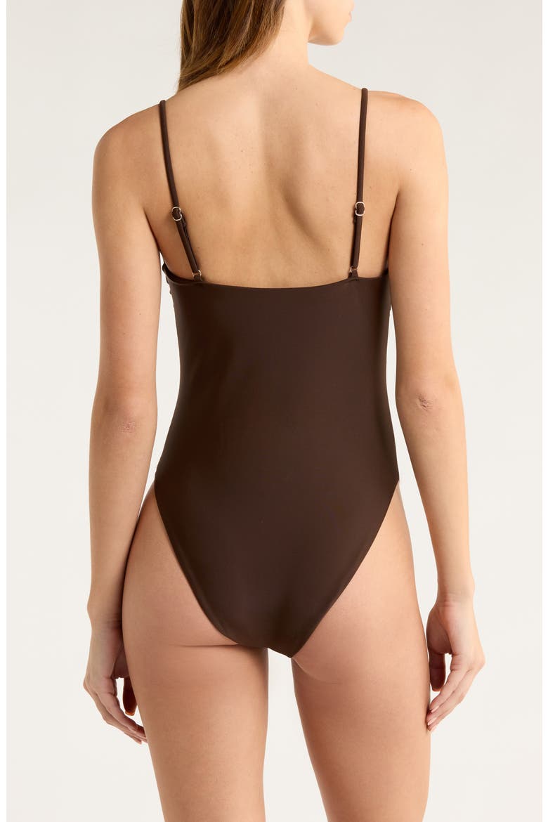 Monique Shirred One-Piece Swimsuit, Alternate, color, BEACH BROWN