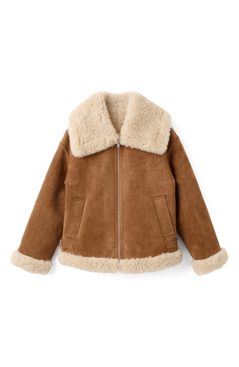 MANGO Adriana Faux Sheraling Jacket, Alternate, color, Brown
