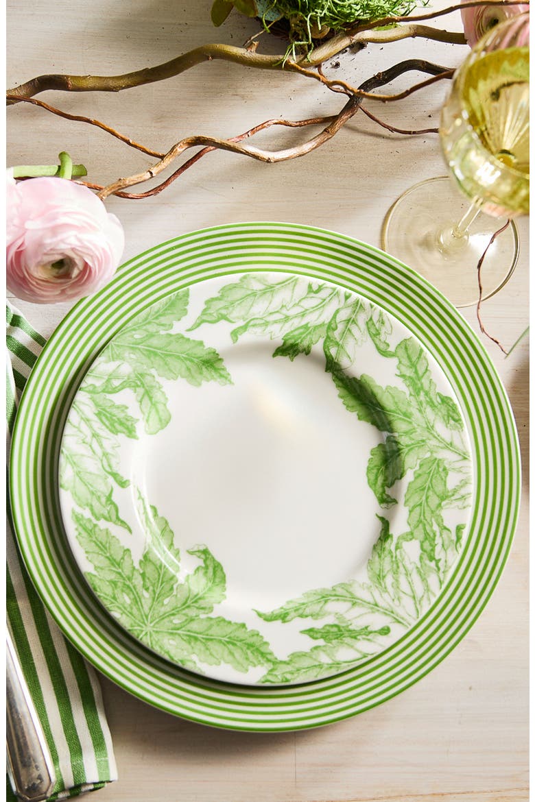 Freya Rimmed Salad Plate - Porcelain - Set 4, Alternate, color, GREEN