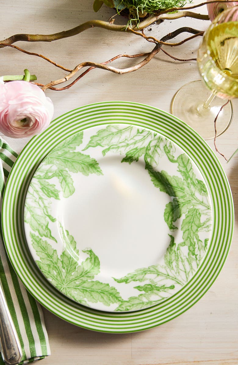 Caskata Freya Rimmed Salad Plate - Porcelain - Set 4, Alternate, color, Green