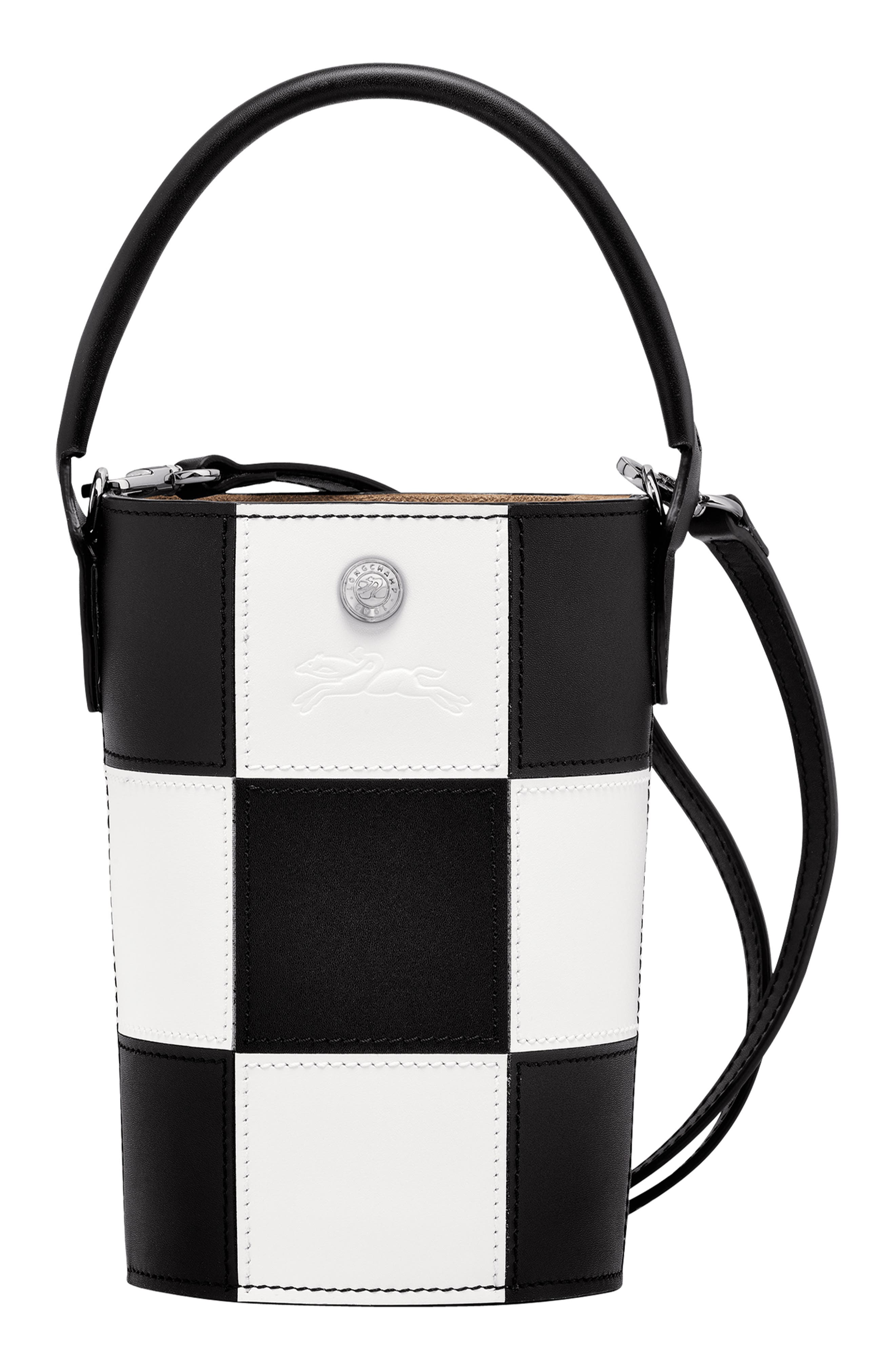Longchamp Mini Épure Checker Leather Bucket Bag, Main, color, 