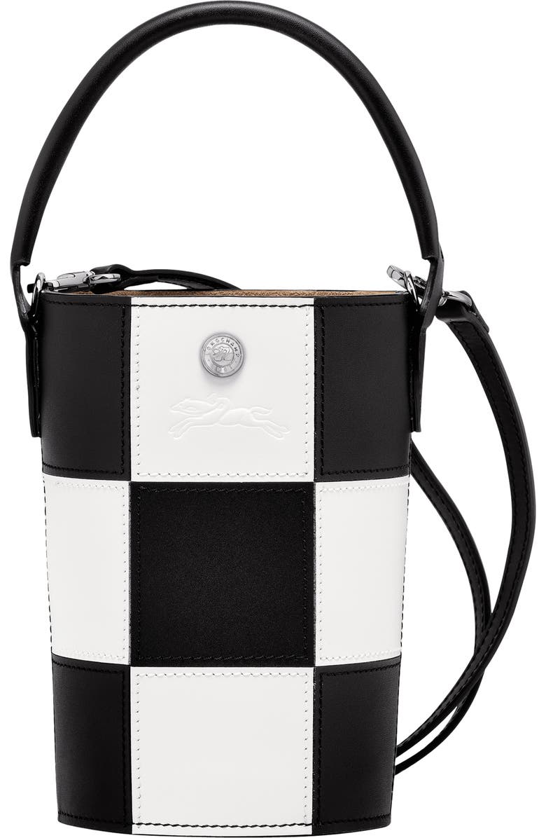 Longchamp Mini Épure Checker Leather Bucket Bag, Main, color,