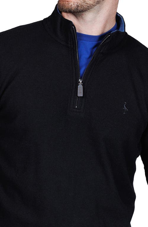 Tailorbyrd Quarter Zip Cozy Knit Pullover In Black