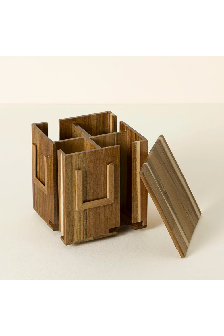 Swiveling Tea Organizer by Karmic Creations, Alternate, color, Brown