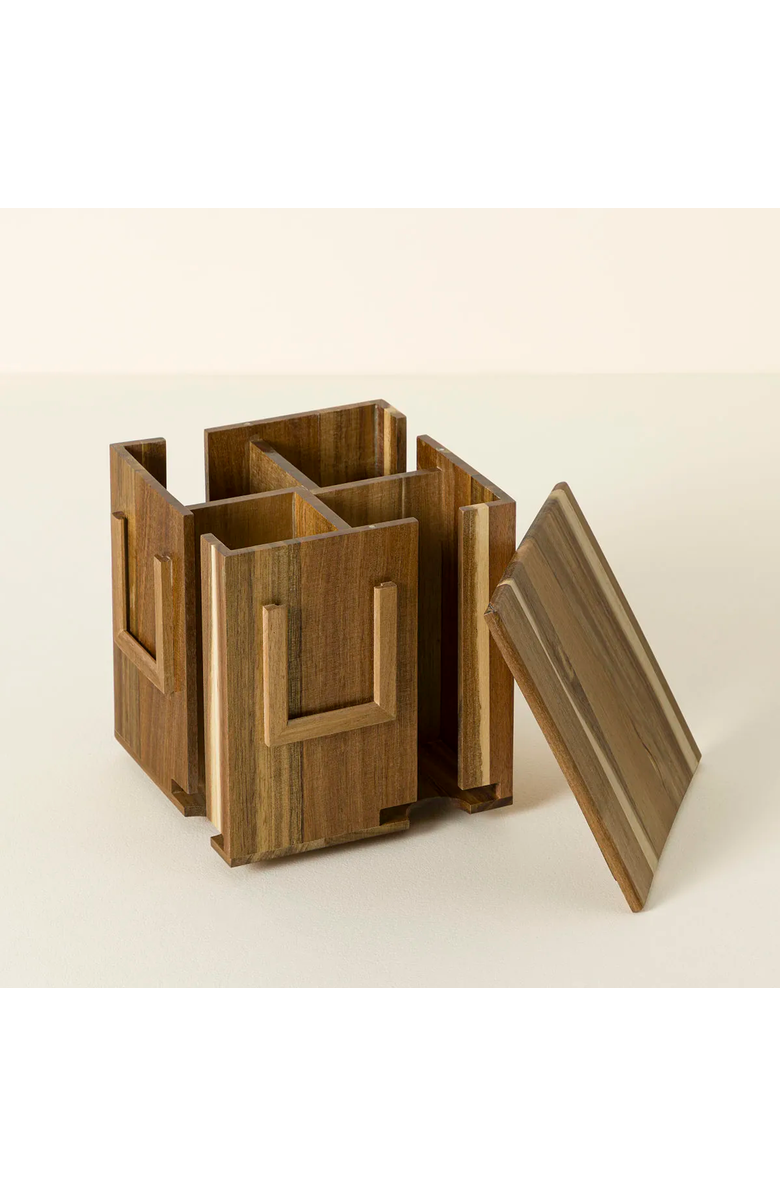 Uncommon Goods Swiveling Tea Organizer by Karmic Creations, Alternate, color, Brown