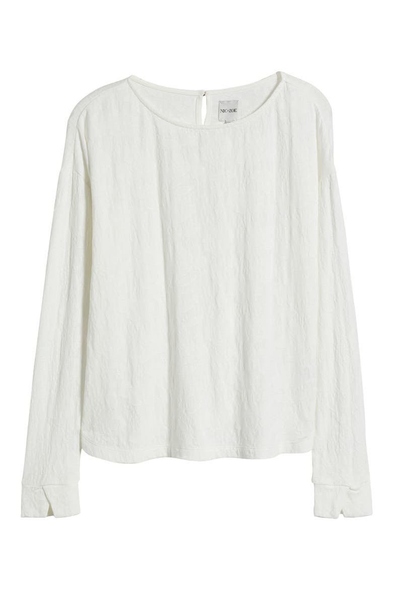 Relaxed Fit Cotton Jacquard T-Shirt, Alternate, color, CLASSIC CREAM