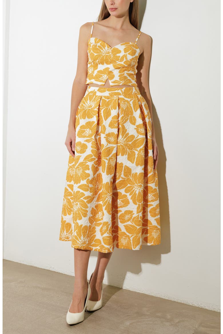Print Textures Skirt, Alternate, color, MUSTARD