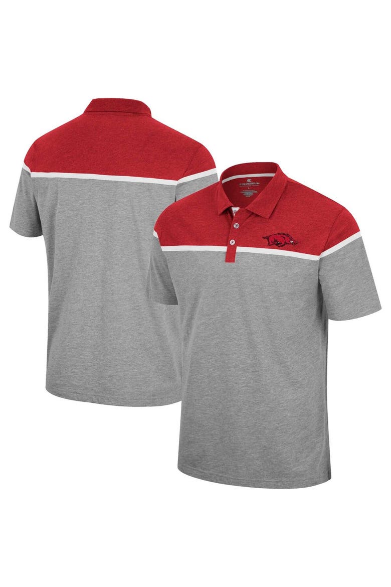 Men's Colosseum Heather Gray Arkansas Razorbacks Chamberlain Polo, Main, color, Heather Gray