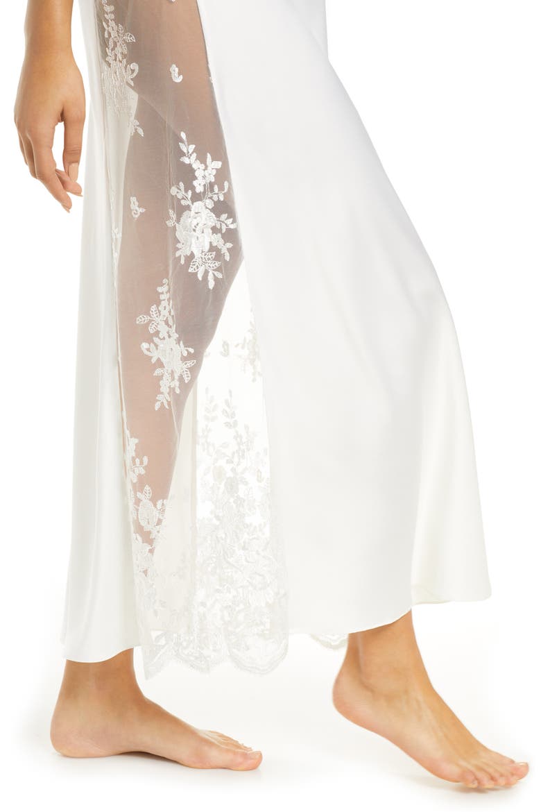 Darling Satin & Lace Nightgown, Alternate, color, IVORY