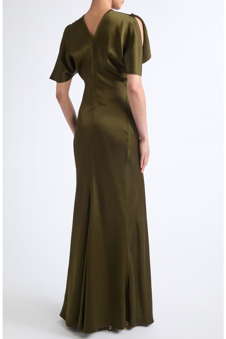 Isabella Short Sleeve Column Gown, Alternate, color, MARSH GREEN
