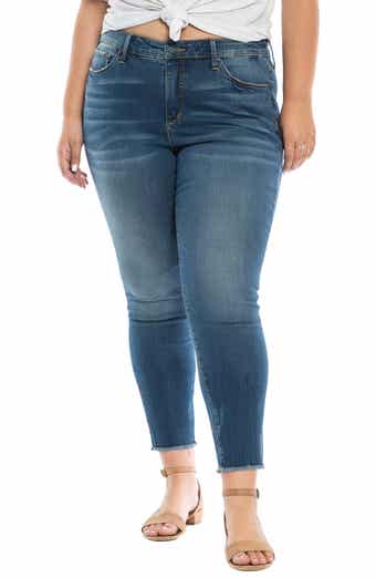 SLINK Jeans Frayed High Waist Ankle Skinny Jeans