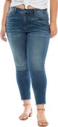 SLINK Jeans Frayed High Waist Ankle Skinny Jeans