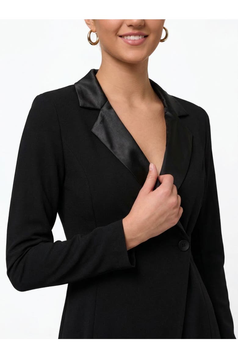 Griffith Long Sleeve Tuxedo Gown, Alternate, color, Black