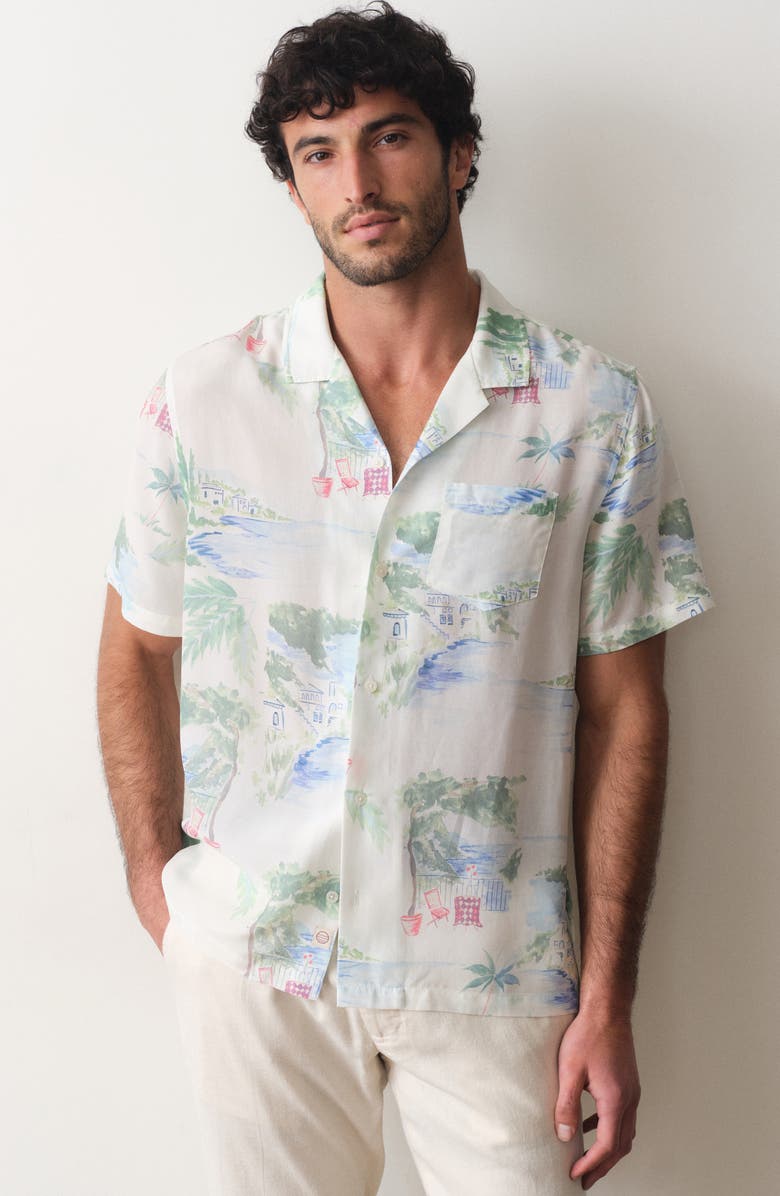 Marine Layer Luzio Resort Print Camp Shirt, Alternate, color, Mediterranean Coastline Print