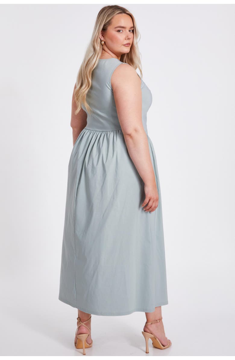 QUIZ Plus Size Bengaline Drop Waist Maxi Dress, Alternate, color, Sage