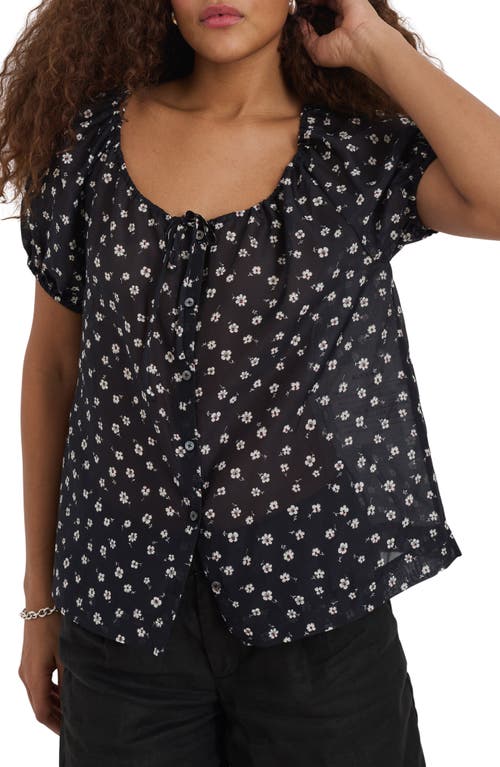 Alex Mill Rose Top In Floral Cotton Silk In Black