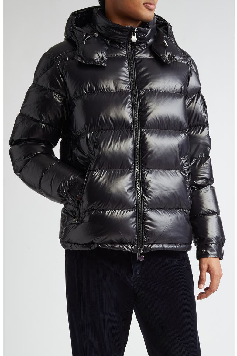 Maya Lacquered Nylon Down Jacket, Main, color, BLACK/BLACK