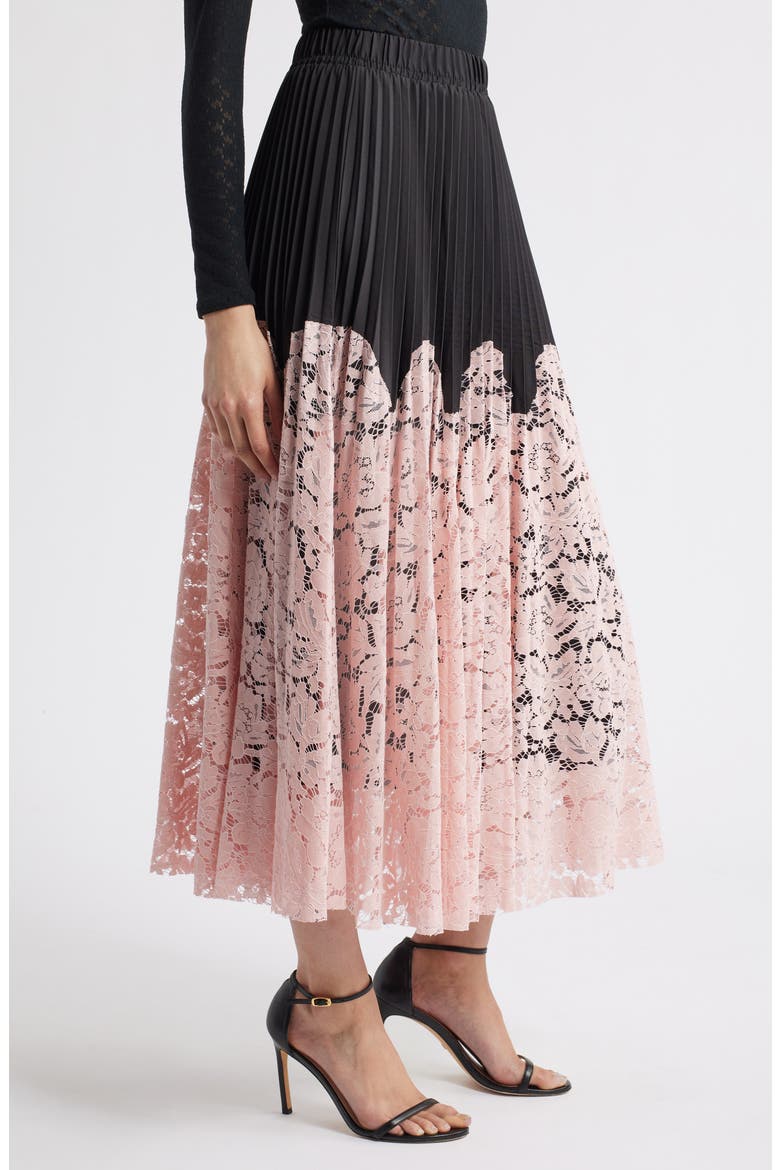 Madaleine Pleated Lace Skirt, Alternate, color, PINK