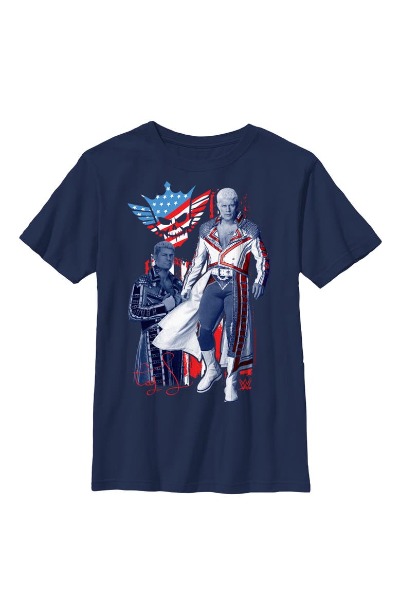 WWE Boy's WWE Cody Rhodes Patriotic Pose  Graphic T-Shirt, Main, color, Navy Blue