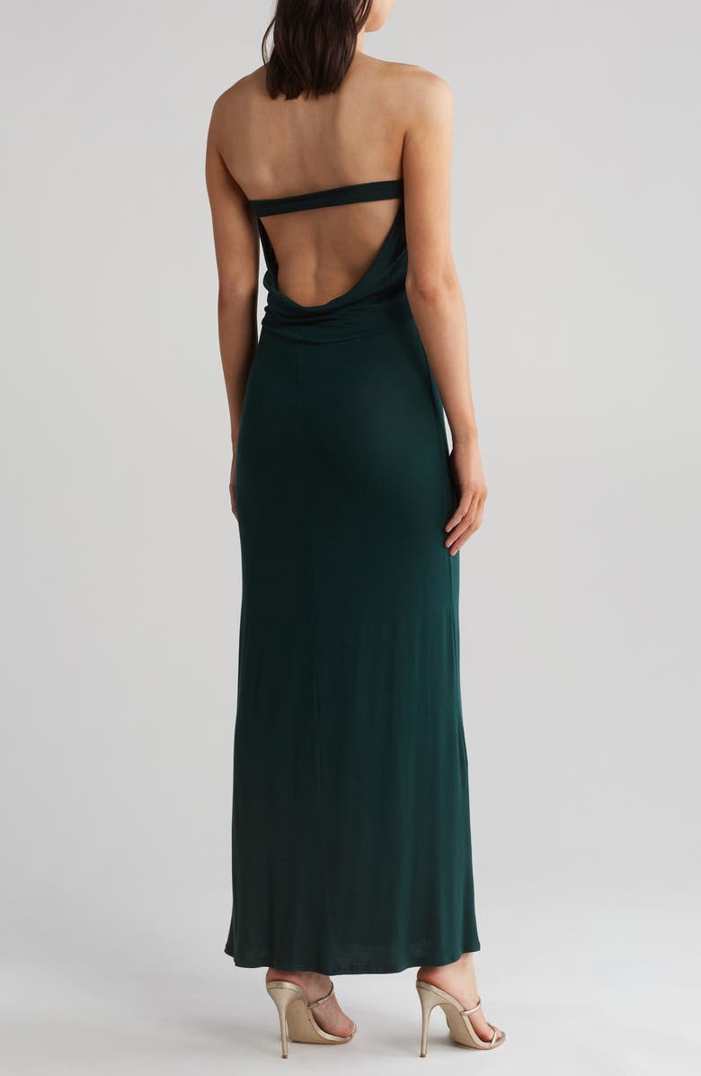 GO COUTURE Strapless Maxi Dress, Alternate, color, Hunter Green