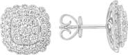 EFFY Lab Grown Diamond Sterling Silver Square Halo Stud Earrings