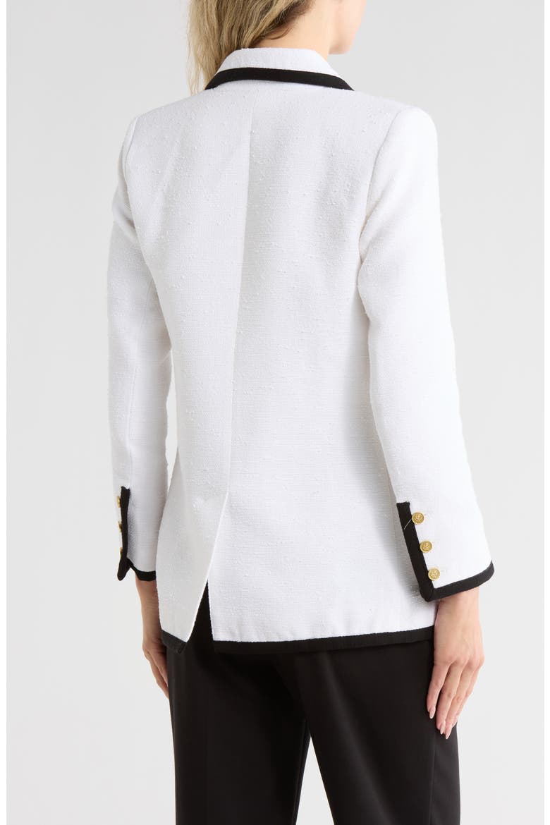 Aimee Contrast Trim Blazer, Alternate, color, WHITE/ BLACK