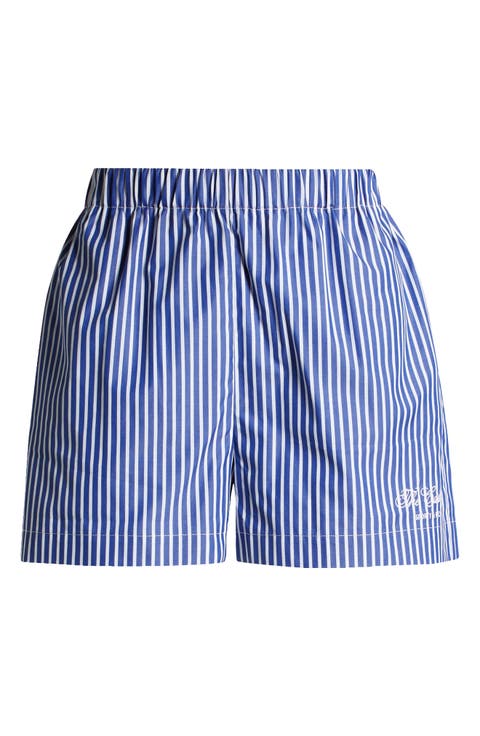 x The Carlyle Embroidered Stripe Cotton Poplin Boxer Shorts