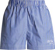 Sporty & Rich x The Carlyle Embroidered Stripe Cotton Poplin Boxer Shorts