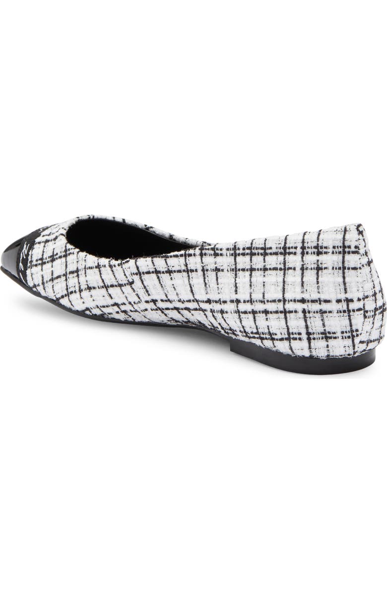 KARL LAGERFELD PARIS Zofia Cap Toe Tweed Flat, Alternate, color, White/ Black