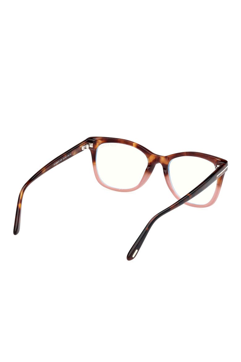 52mm Square Blue Light Blocking Glasses, Alternate, color, HAVANA TO MILKY PINK / T LOGO