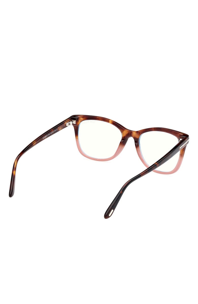 TOM FORD 52mm Square Blue Light Blocking Glasses, Alternate, color, Havana To Milky Pink / T Logo