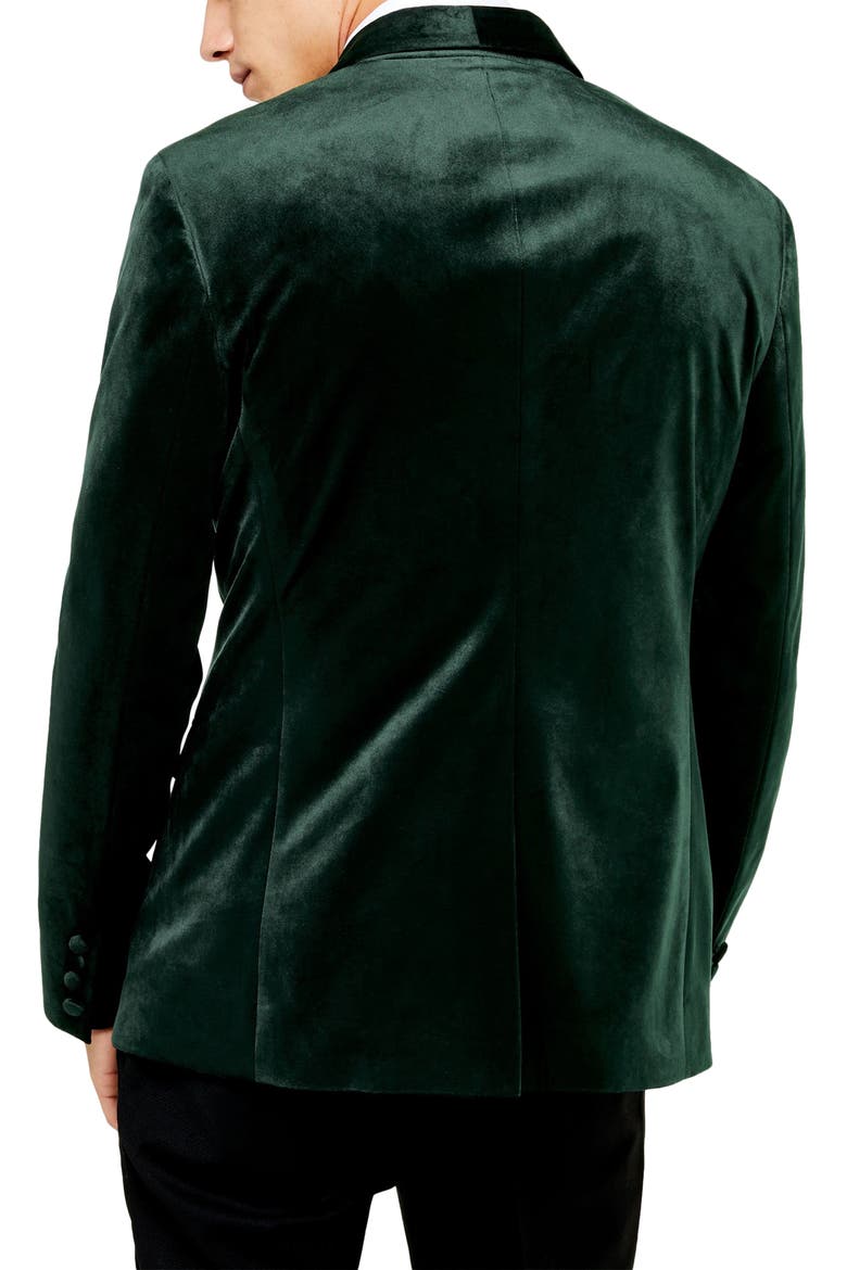 Velvet Skinny Suit Jacket, Alternate, color, GREEN