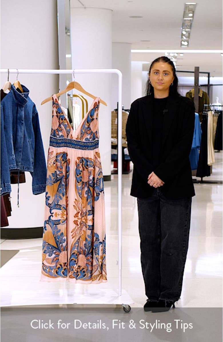 Garden Scarf Print Midi Dress, sales video thumbnail