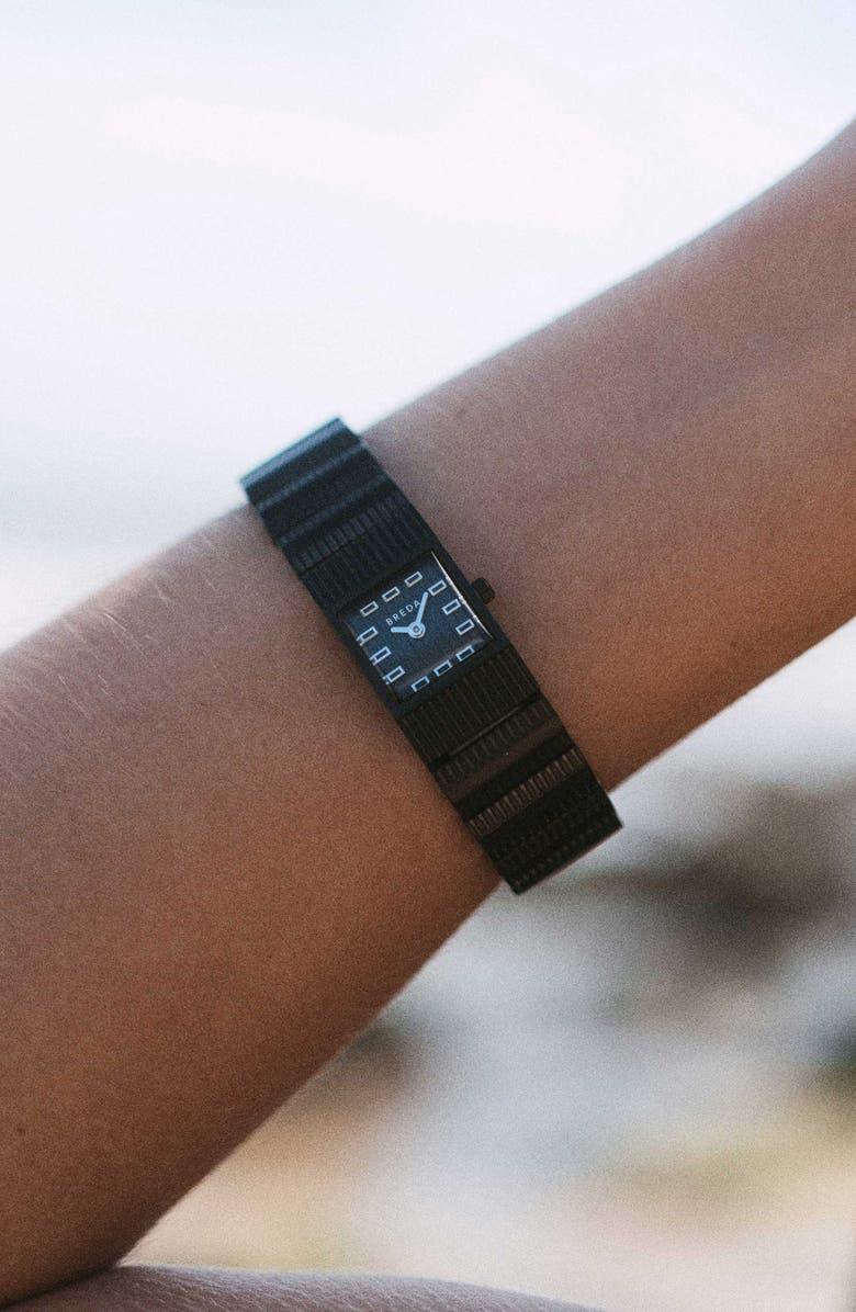 BREDA Groove Square Bracelet Watch, 16mm, Alternate, color, Black