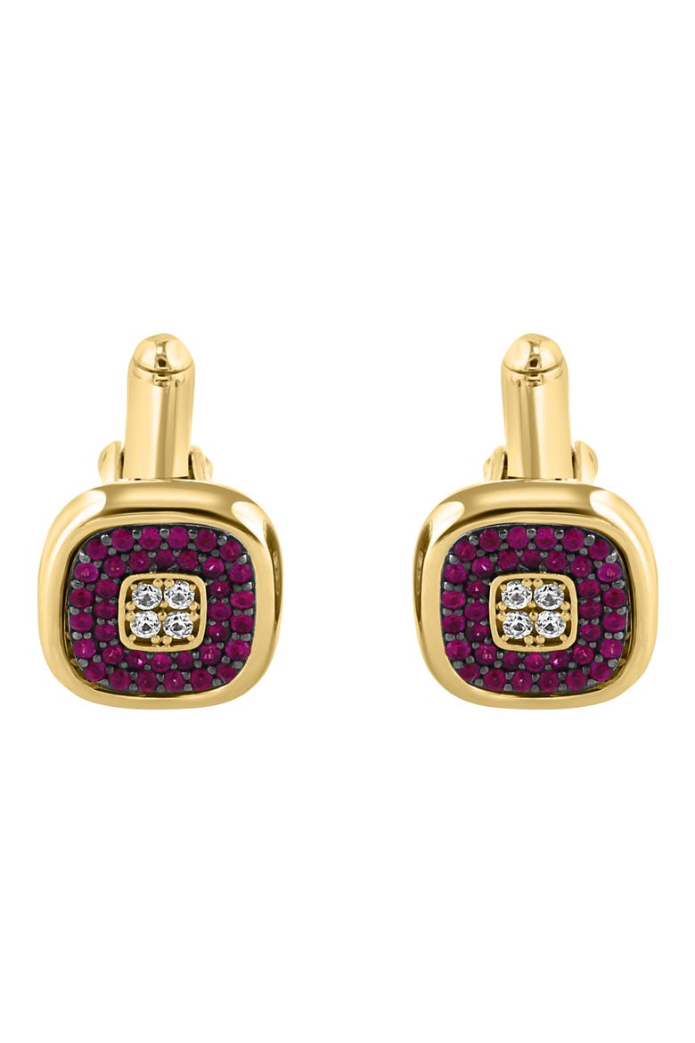 Ruby & White Sapphire Cuff Links, Alternate, color, RED