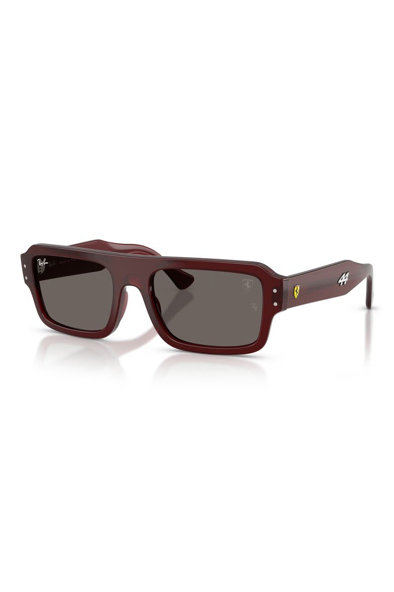 x Scuderia Ferrari Flacko 56mm Rectangular Sunglasses, Alternate, color, RED TRASPARENT / DARK GREY