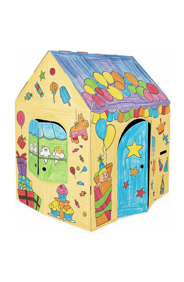Easy Playhouse Birthday Arts & Craft Cardboard Fort, Alternate, color, Multicolored