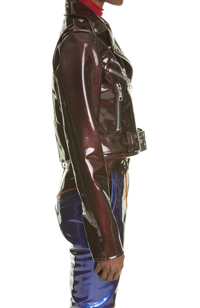 LaQuan Smith PVC Biker Jacket, Alternate, color,