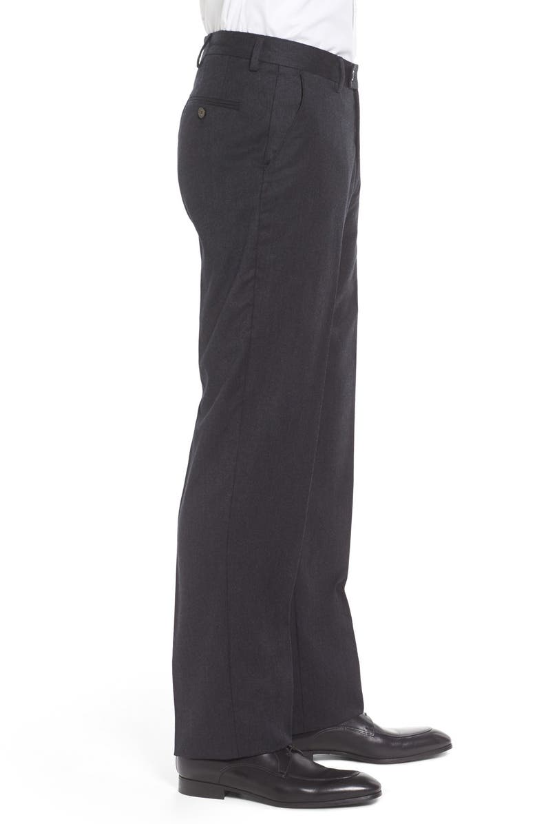 Berle Lightweight Flannel Flat Front Classic Fit Dress Trousers, Alternate, color, Charcoal