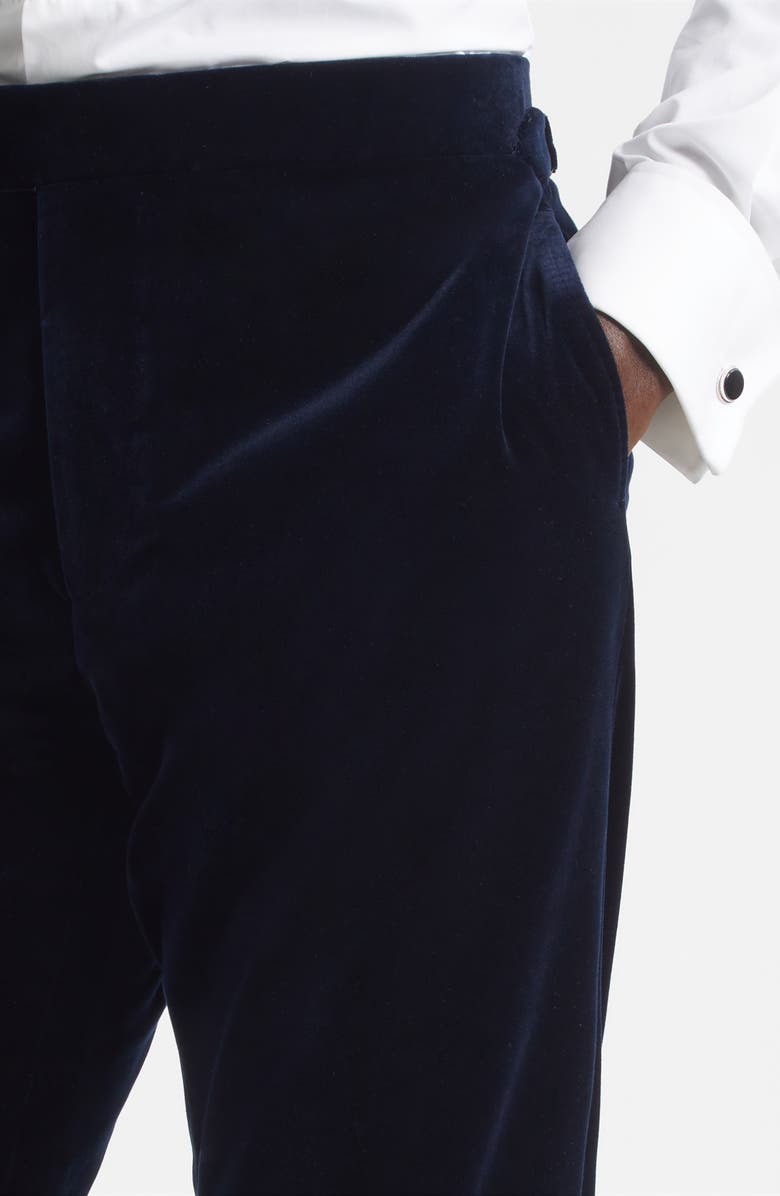 Ralph Lauren Purple Label Gregory Velveteen Tuxedo Pants, Alternate, color, Navy