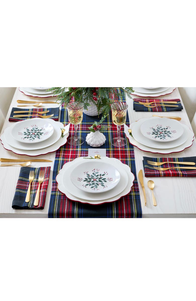Solino Home Linen Table Runner - Stewart Plaid, Alternate, color, Black